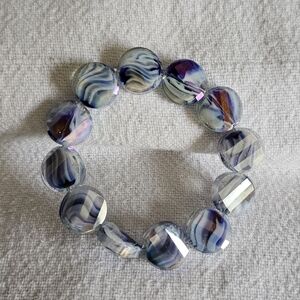 Blue and Purple Marbled Beaded Bracelet